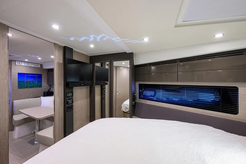 Chloe Yacht Photos Pics Luxurious interior of 2020 Azimut 45 Atlantis yacht with modern amenities and elegant design.
