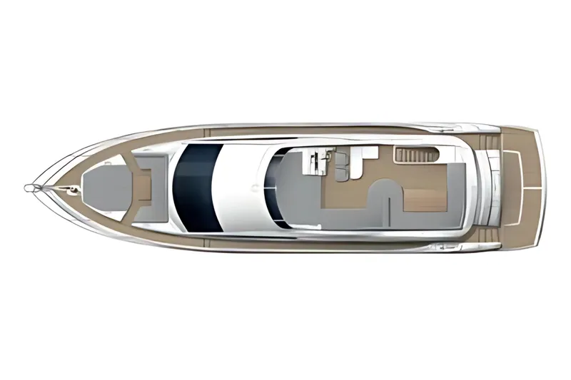 M/y Bishwish Yacht Photos Pics Top view of 2018 Sunseeker Manhattan 66 yacht layout, showcasing spacious deck design.
