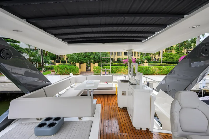 Harbour Time Yacht Photos Pics Luxurious 2021 Astondoa 52 yacht interior with sleek seating and modern design.