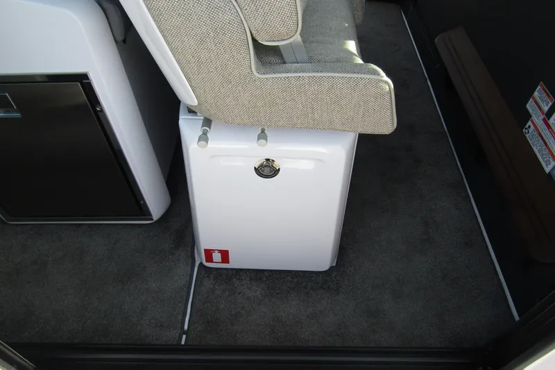  Yacht Photos Pics Interior of 2024 Axopar 45 XC Cross Cabin BRABUS Trim, featuring seating and storage.