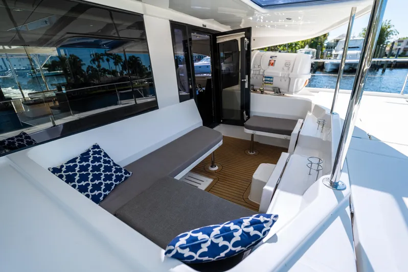  Yacht Photos Pics Luxurious 2014 Leopard 51 Powercat yacht with spacious seating and stylish cushions.