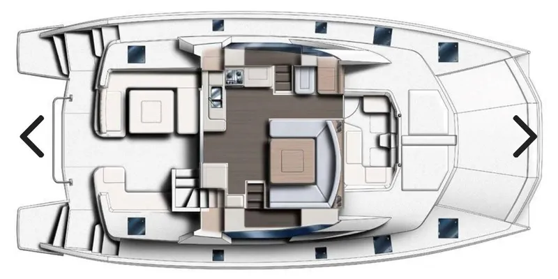  Yacht Photos Pics Top view layout of a 2014 Leopard 51 Powercat yacht interior.