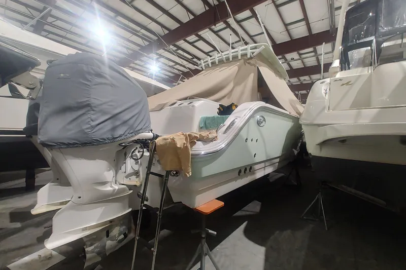  Yacht Photos Pics 2017 Sea Fox 328 Commander boat in storage, covered and maintained indoors.