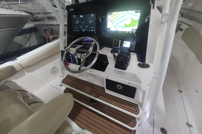  Yacht Photos Pics 2017 Sea Fox 328 Commander helm with advanced navigation and control systems.