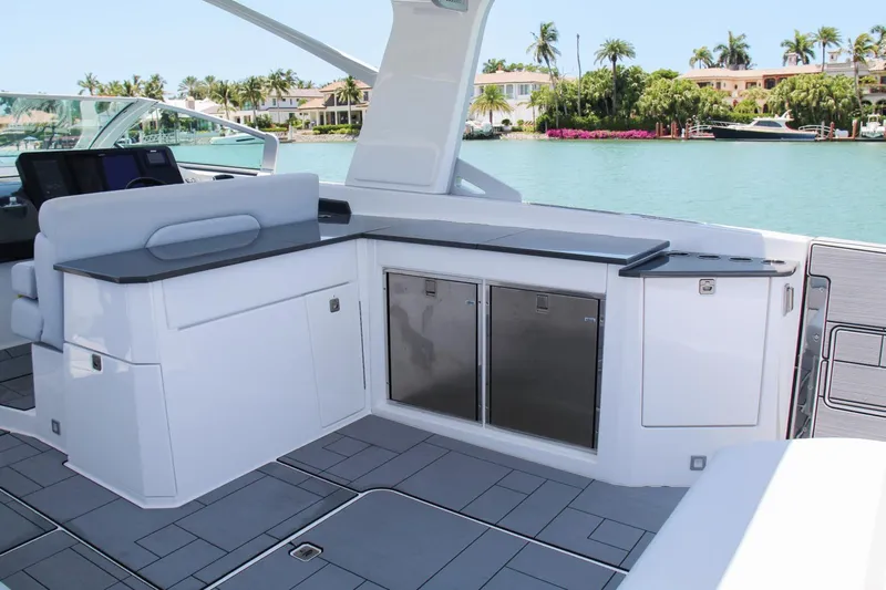  Yacht Photos Pics 2023 Aviara AV40 OB yacht interior with sleek cabinetry and modern design.