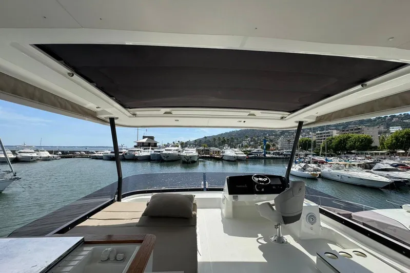 November Xiii Yacht Photos Pics 2019 Fountaine Pajot MY 44 yacht interior with marina view.
