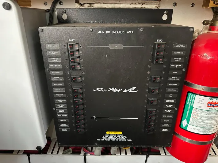 Be A Blessing II Yacht Photos Pics Main DC breaker panel on 2009 Sea Ray 4300 Sundancer boat.