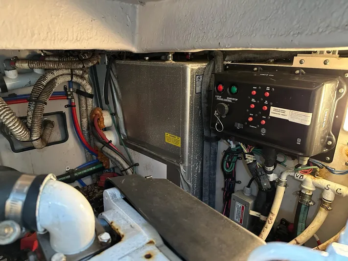 Be A Blessing II Yacht Photos Pics Engine room of 2009 Sea Ray 4300 Sundancer with control panel and wiring.