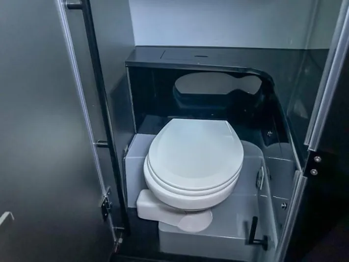  Yacht Photos Pics 2024 BRABUS Shadow 1000XC luxury yacht bathroom interior with modern toilet design.