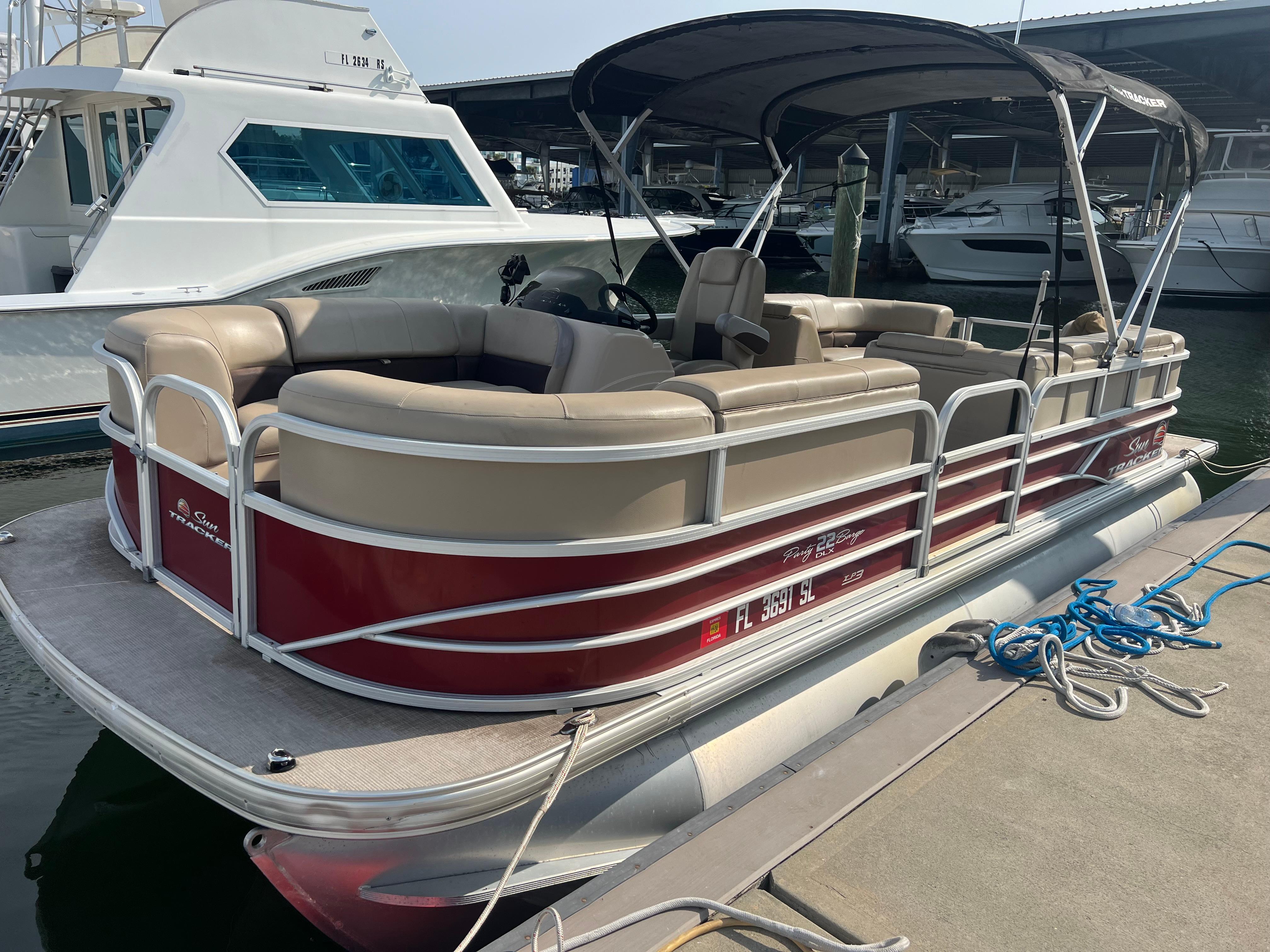 Party Barge Tritoon Powered 150 Hp Engine with Bimini Top in South Lake  Tahoe