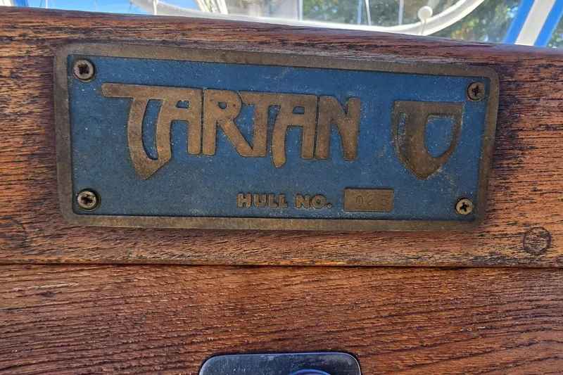 Sail Fourth Yacht Photos Pics Plaque on Tartan 3700 sailboat, hull number 025, model year 2001.