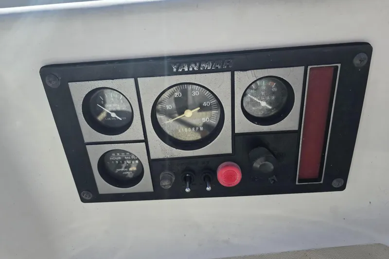 Sail Fourth Yacht Photos Pics Control panel of a 2001 Tartan 3700 boat with Yanmar gauges and switches.