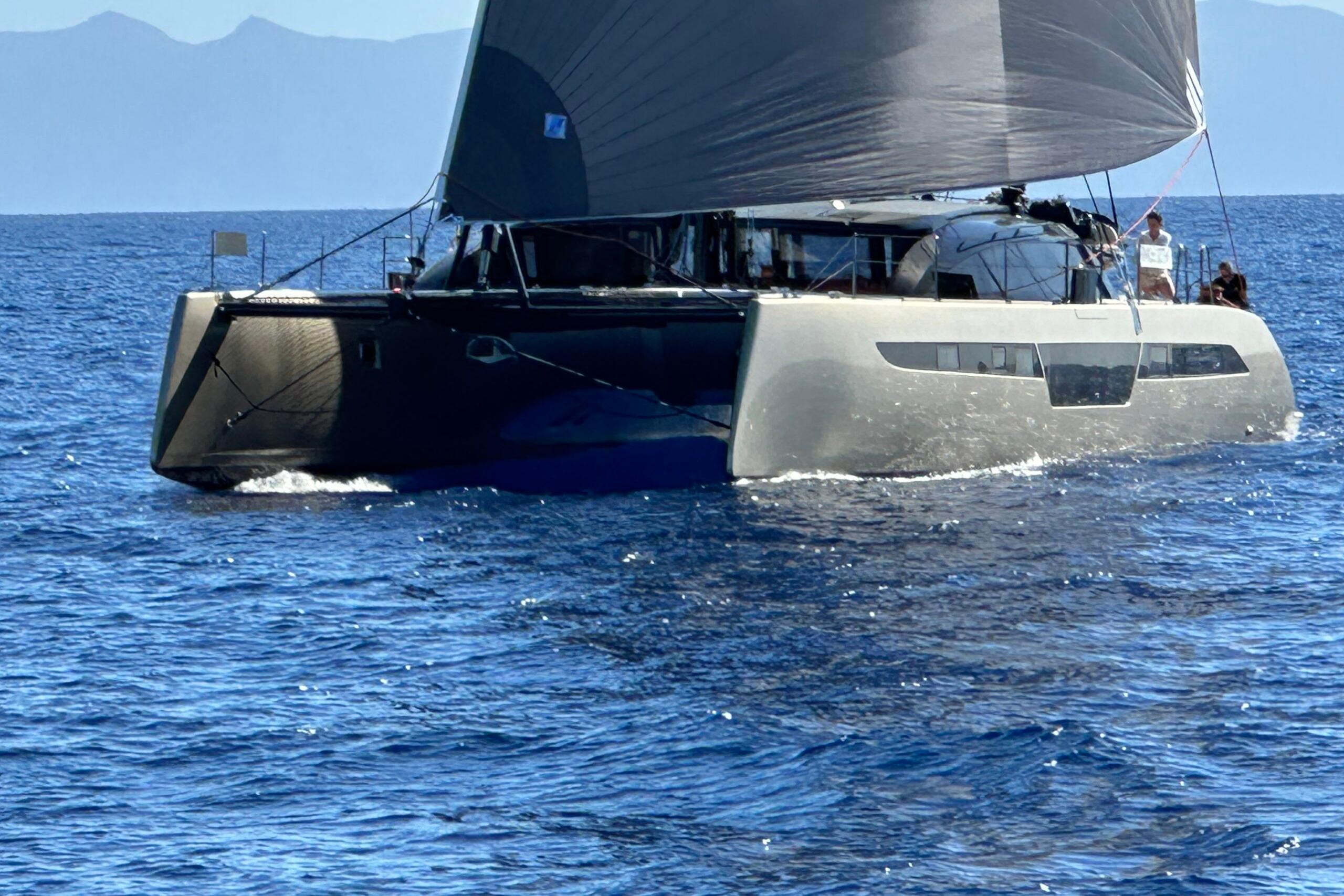 Sailing catamaran Comar C-CAT 65, 2026 model, gliding on open sea.