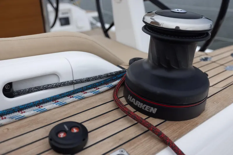 *previous Name Reserved Yacht Photos Pics Deck of 2019 Nautor Swan 48 yacht with Harken winch and ropes.