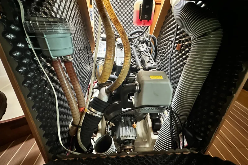  Yacht Photos Pics Engine compartment of 2007 Jeanneau Sun Odyssey 42 DS sailboat with Yanmar engine.