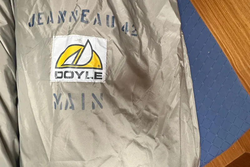  Yacht Photos Pics Jeanneau Sun Odyssey 42 DS 2007 sail cover with Doyle logo on fabric.