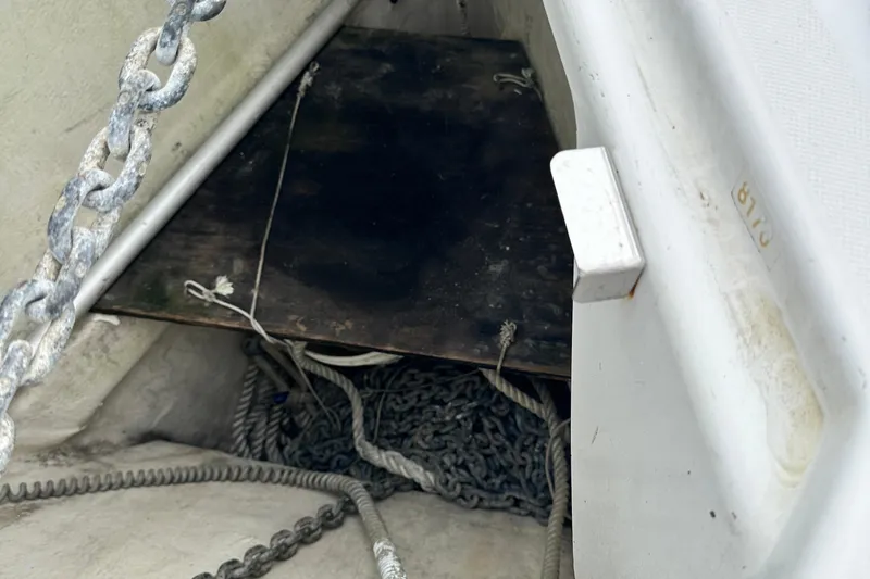  Yacht Photos Pics Anchor chain locker of 2007 Jeanneau Sun Odyssey 42 DS sailboat.