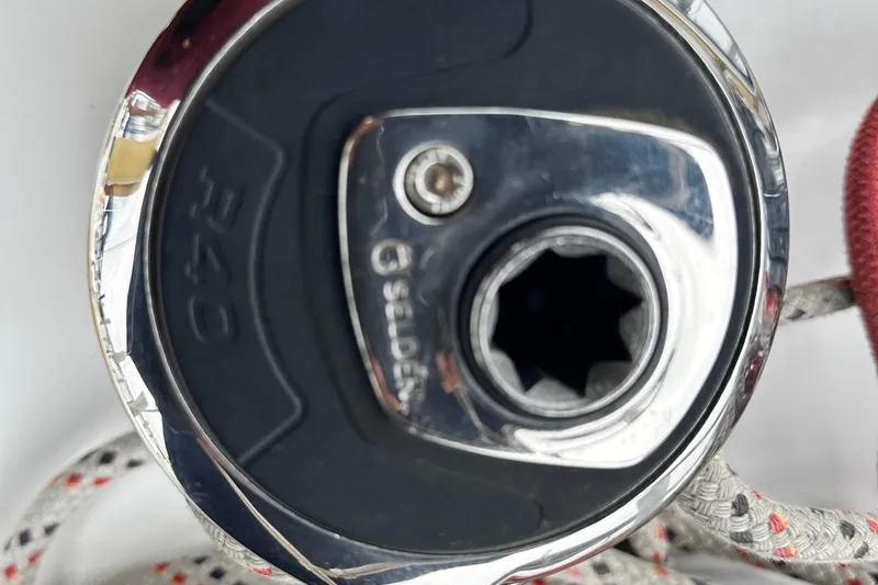  Yacht Photos Pics Close-up of a Selden R40 winch on a 2007 Jeanneau Sun Odyssey 42 DS sailboat.