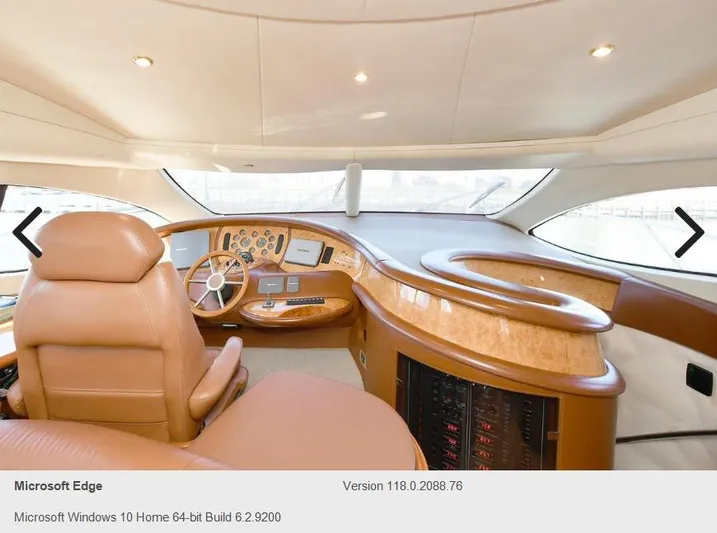 Yacht Photos Pics 2005 Azimut 68E yacht helm with luxurious leather seating and advanced navigation controls.