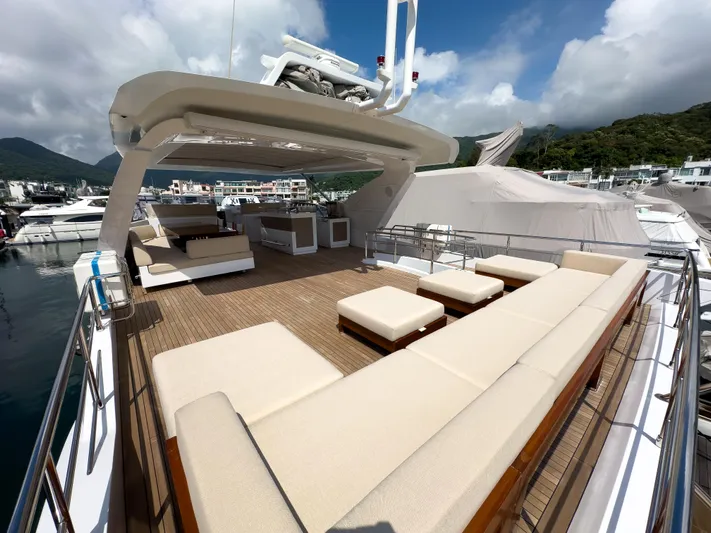  Yacht Photos Pics Luxurious 2016 Azimut 100 Grande yacht with spacious deck and elegant seating.
