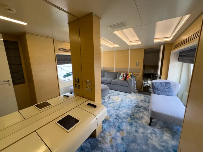  Yacht Photos Pics Luxurious interior of 2016 Azimut 100 Grande yacht with modern furnishings and elegant decor.