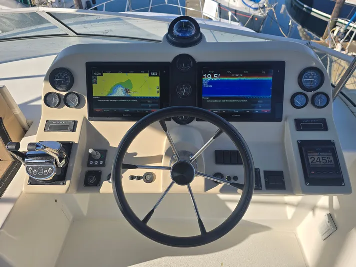 Third Wish Yacht Photos Pics Navigator 44C yacht helm, 2005 model, featuring modern navigation systems.