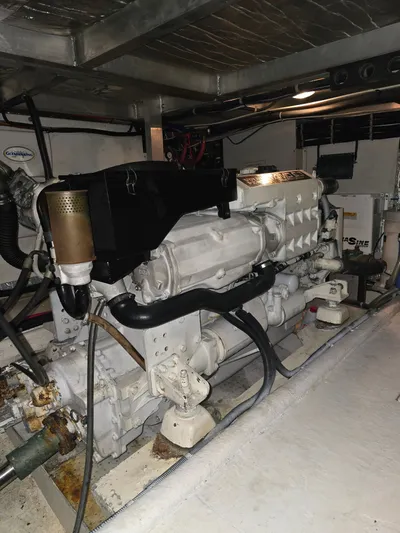 Third Wish Yacht Photos Pics Engine room of a 2005 Navigator 44C with diesel engine.