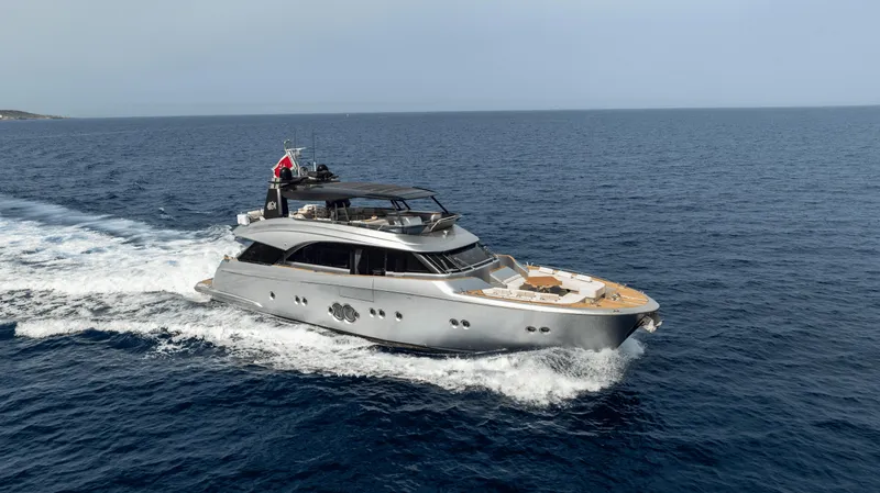 Venus Yacht Photos Pics Luxurious 2013 Monte Carlo Yachts 86'7'' cruising on open sea.