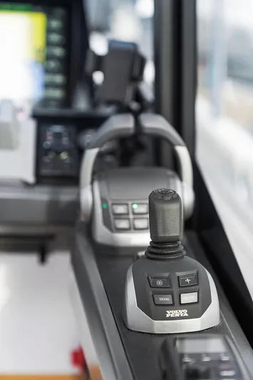 V50330 Yacht Photos Pics 2024 Princess V50 Open yacht control panel with joystick and digital display.