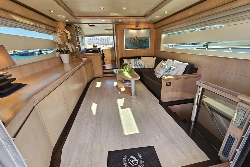 Tivella Yacht Photos Pics Luxurious interior of 2009 VZ 68 FLY yacht with elegant seating and decor.