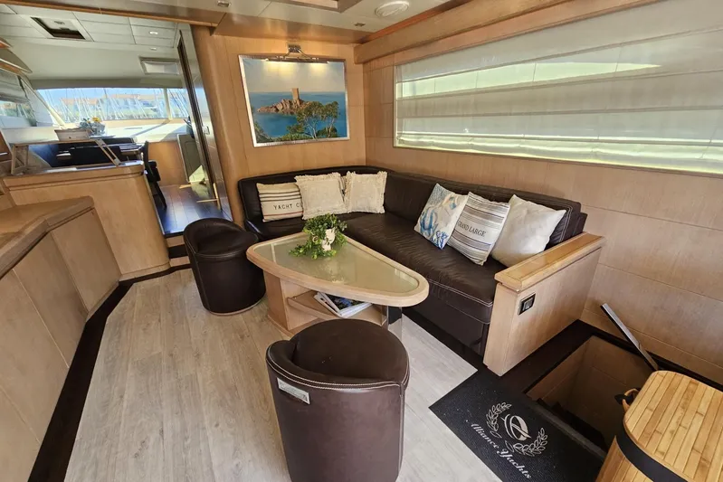 Tivella Yacht Photos Pics Luxurious interior of 2009 VZ 68 FLY yacht with elegant seating and decor.