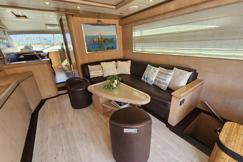 Tivella Yacht Photos Pics Luxurious interior of 2009 VZ 68 FLY yacht with elegant seating and decor.