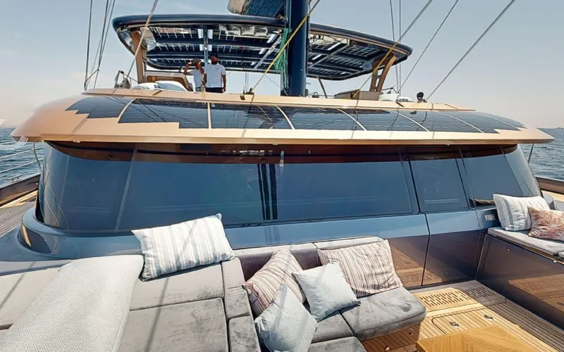 Catallaxi Yacht Photos Pics Luxurious 2024 Sunreef 60 Sail yacht with spacious deck and modern design.