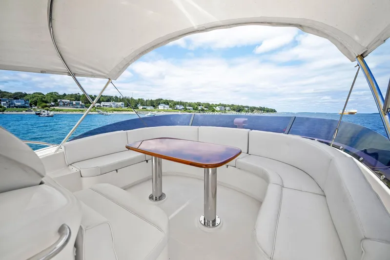 Cetacea Yacht Photos Pics Luxurious 2008 Mochi Craft Dolphin yacht with elegant seating and ocean view.