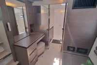 Modern interior of 2022 Leopard 50 yacht with sleek cabinetry and elegant design.