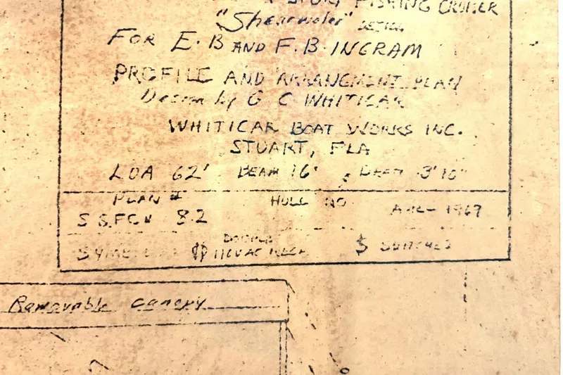 Miss Phebe II Yacht Photos Pics Blueprint details for 1971 Whiticar 62 Convertible boat, designed by C. Whiticar.