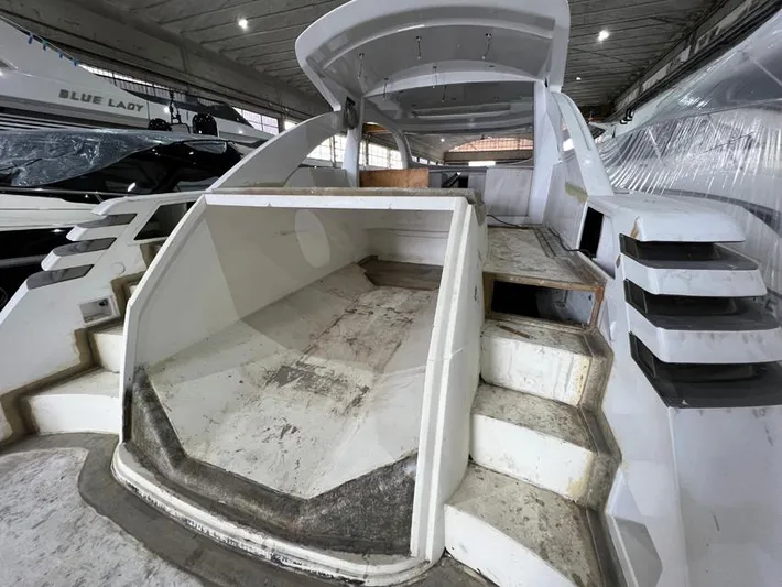  Yacht Photos Pics Custom KAITOS 68 yacht interior under construction, 2023 model, showcasing unfinished design elements.