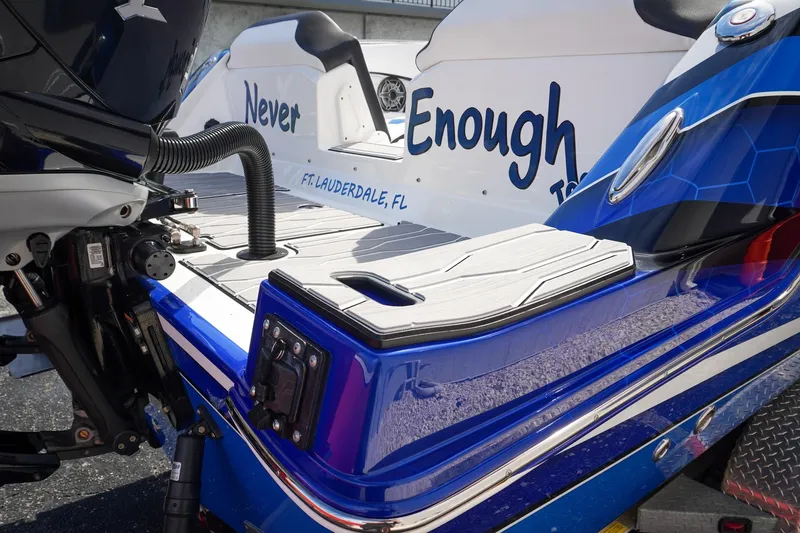 Never Enough Yacht Photos Pics 2023 Sunsation 32 CCX boat with "Never Enough" text, Fort Lauderdale, FL.