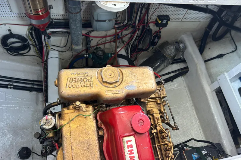 Brie Yacht Photos Pics Engine room of a 1980 Grand Banks 36 Classic with Lehman Power engine.