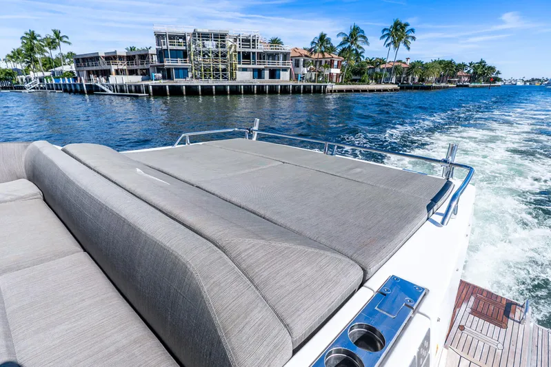 Azure Yacht Photos Pics Luxury Azimut S6 yacht cruising near waterfront homes, 2021 model.