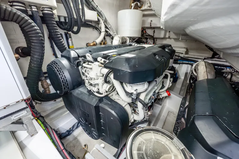 Azure Yacht Photos Pics Engine room of 2021 Azimut S6 yacht, showcasing advanced machinery and components.