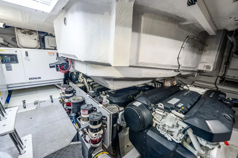 Azure Yacht Photos Pics Engine room of 2021 Azimut S6 yacht featuring Kohler generator and advanced machinery.