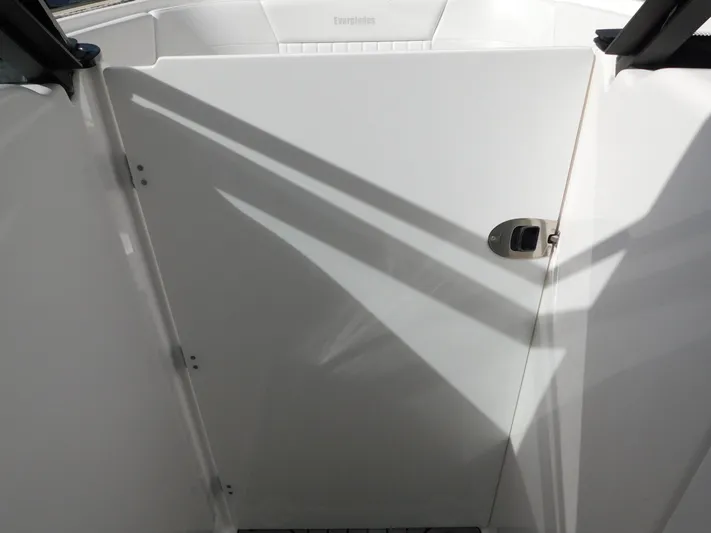 Out To Lunch Yacht Photos Pics 2019 Everglades 340 DC boat interior door with latch.