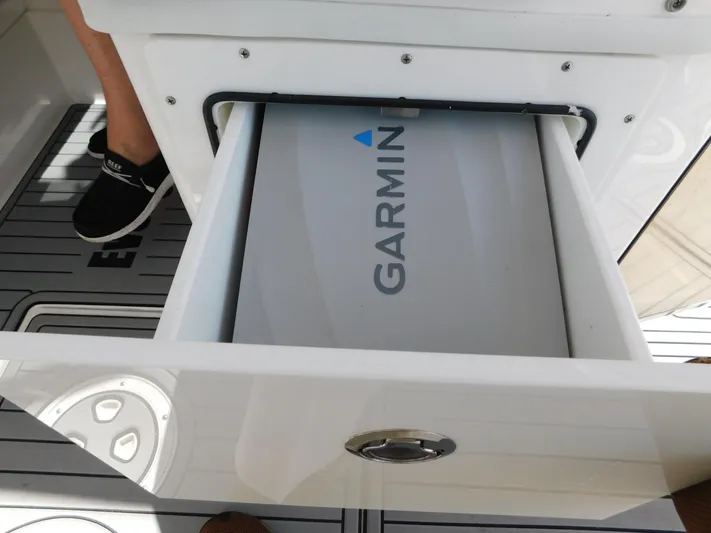 Out To Lunch Yacht Photos Pics Drawer on 2019 Everglades 340 DC boat with Garmin equipment.