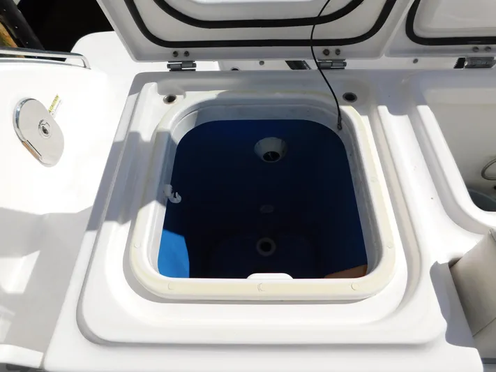Out To Lunch Yacht Photos Pics Open storage compartment on a 2019 Everglades 340 DC boat.