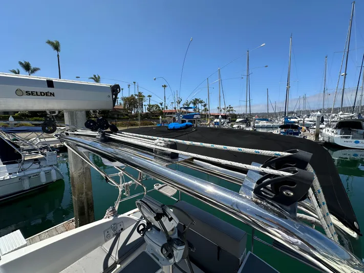 Wind Hunter Yacht Photos Pics Hunter 33 sailboat, 2013 model, docked in a marina with clear blue skies.