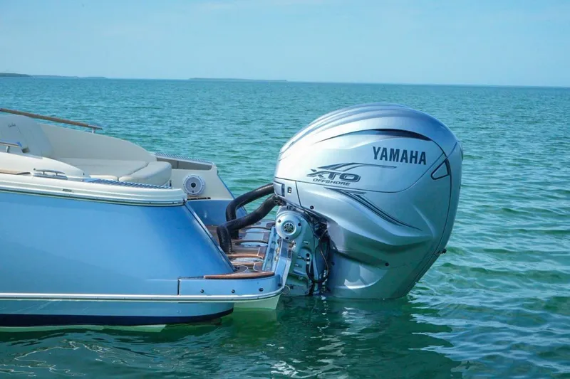 Yacht Photos Pics 2019 Chris-Craft Launch 35 GT OB with Yamaha XTO Offshore engine on calm sea.