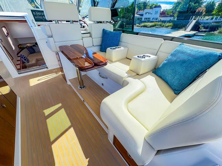 4794tw Yacht Photos Pics Luxurious 2024 MJM 4 yacht interior with plush seating and elegant design.