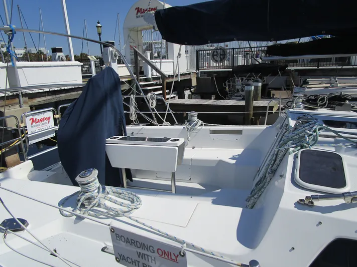 Miss Mac Yacht Photos Pics Cockpit of a 2001 Catalina 42 MkII yacht in harbor.