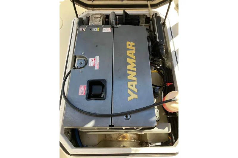 Virginia Yacht Photos Pics Yanmar engine in 2010 C.W. Hood WASQUE 26 boat, showcasing mechanical components.